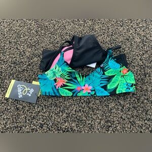Tropical Kids Bikini Set - Black and Teal - size S(6/7) NWT